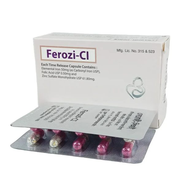 Capsule Ferozi-CI 50mg+0.50mg+61.80mg (50 Pcs)