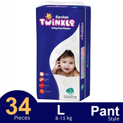 Diaper Savlon Twinkle Baby Pant Diaper L  (8-15) kg 34 pcs