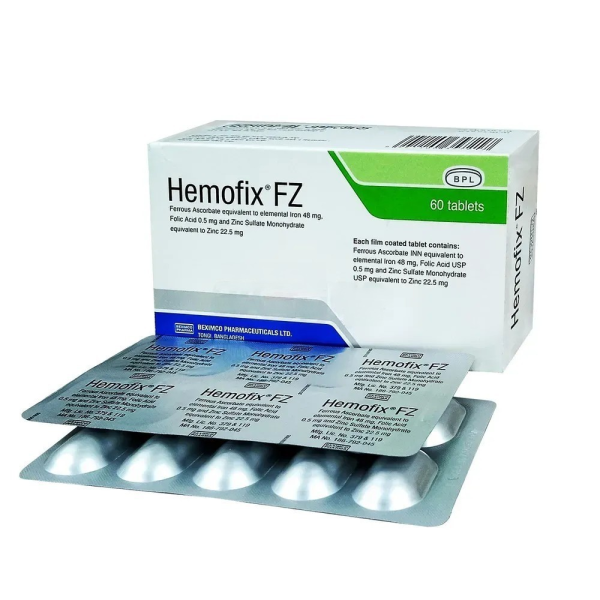 Tablet  Hemofix FZ 48mg+0.5mg+22.5mg (60 Pcs)