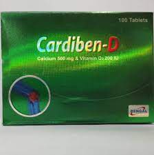 Tablet  Cardiben-D 500mg+200iu (100 Pcs)