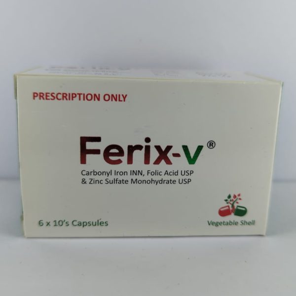 Capsule Ferix V (60 Pcs) (MRP 270) 50mg+0.50mg+61.80mg