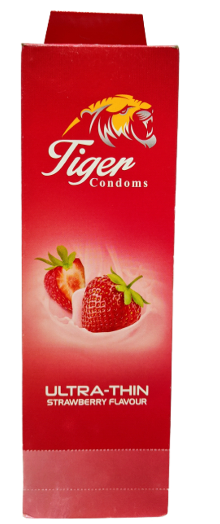Condoms Tiger Ultra Thin Strawberry Flavoured Condoms (1 Box)