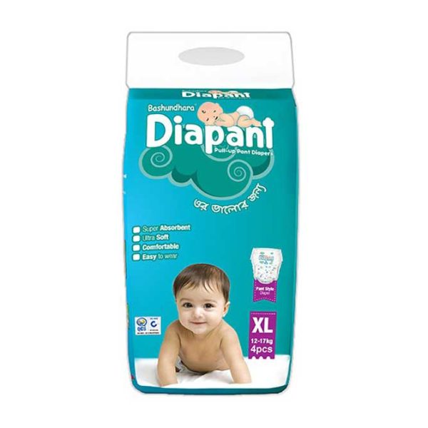 Diaper Bashundhara Diapant Pant Style diapers (XL) (12-17kg) (4 Pcs)