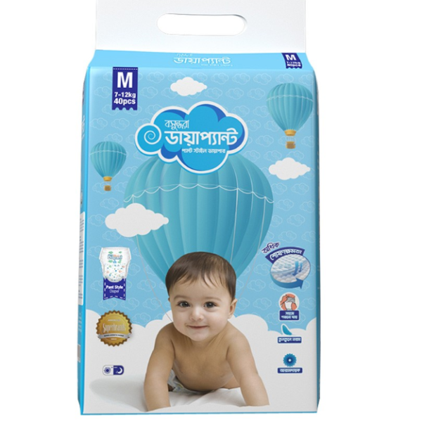 Diaper Bashundhara Diapant Pant System M(7-12)kg 60 Pcs 1 Pcs (Jumbo Series)
