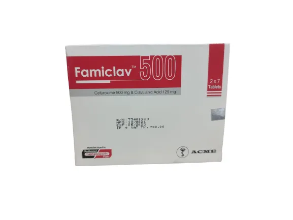 Tablet  Famiclav 500 (MRP 840) 500mg+125mg (14 Pcs)