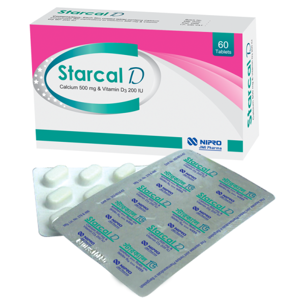 Tablet  Starcal D (MRP 480) 500 mg+200 IU (60 Pcs)