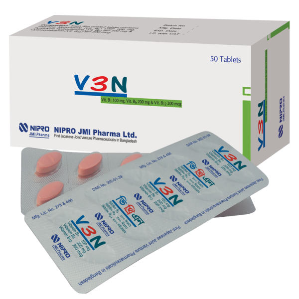 Tablet  V3N (MRP 500) 100mg+200mg+200mcg (50 Pcs)